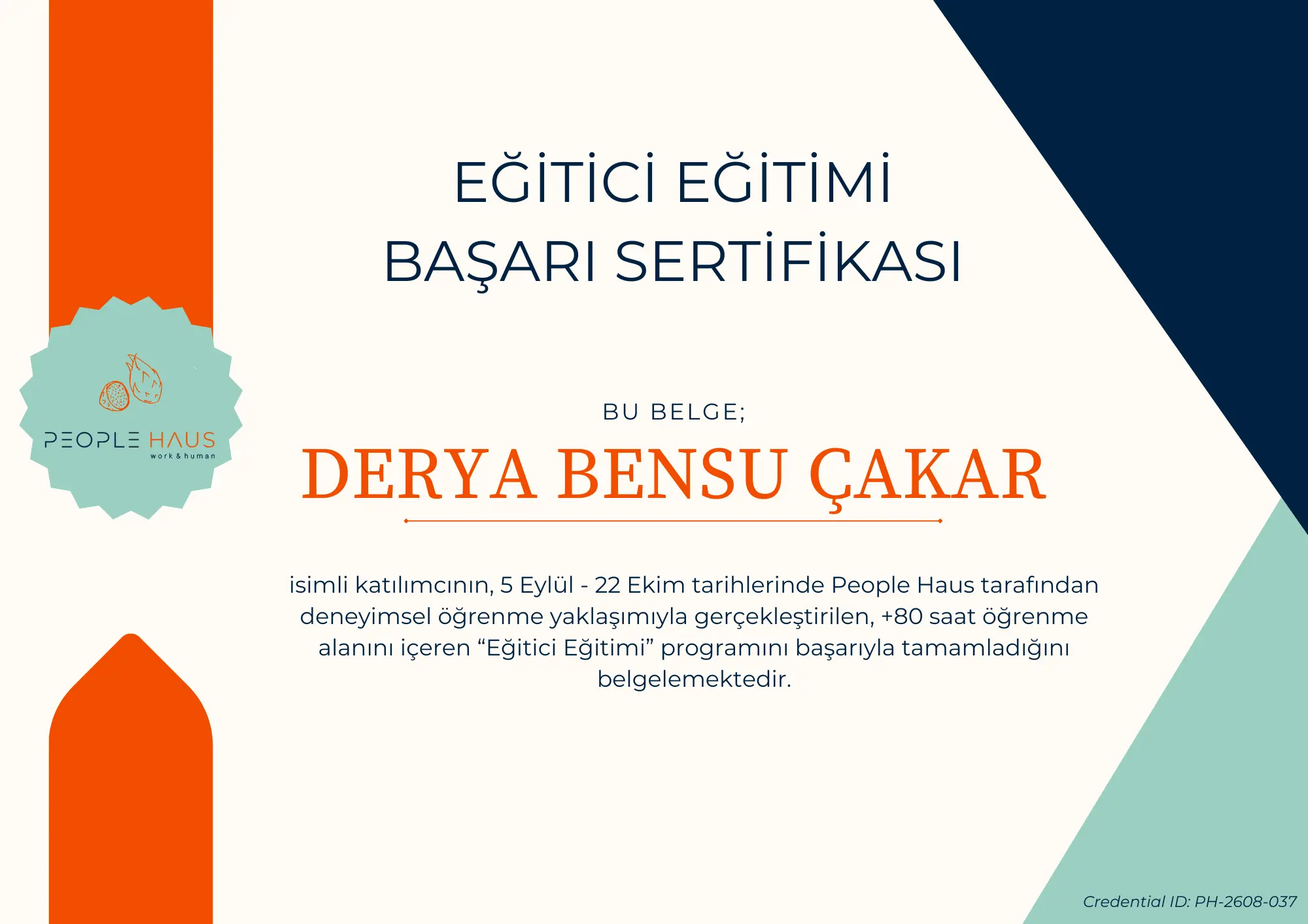 Eğitici Eğitimi Sertifikası _ Derya Bensu Çakar